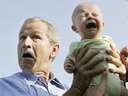 Bush handing over crying baby