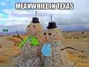 Meanwhile in Texas snowman made out of tumbleweed