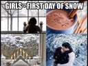 girls and guys first day of snow