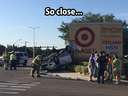 A car nearly hit the target #accident